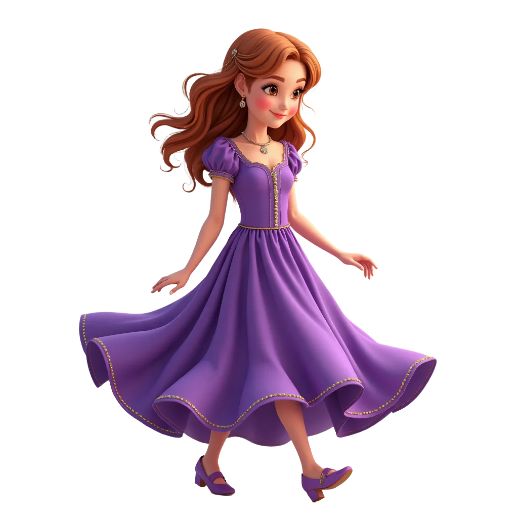 Elegant Princess in Purple Gown